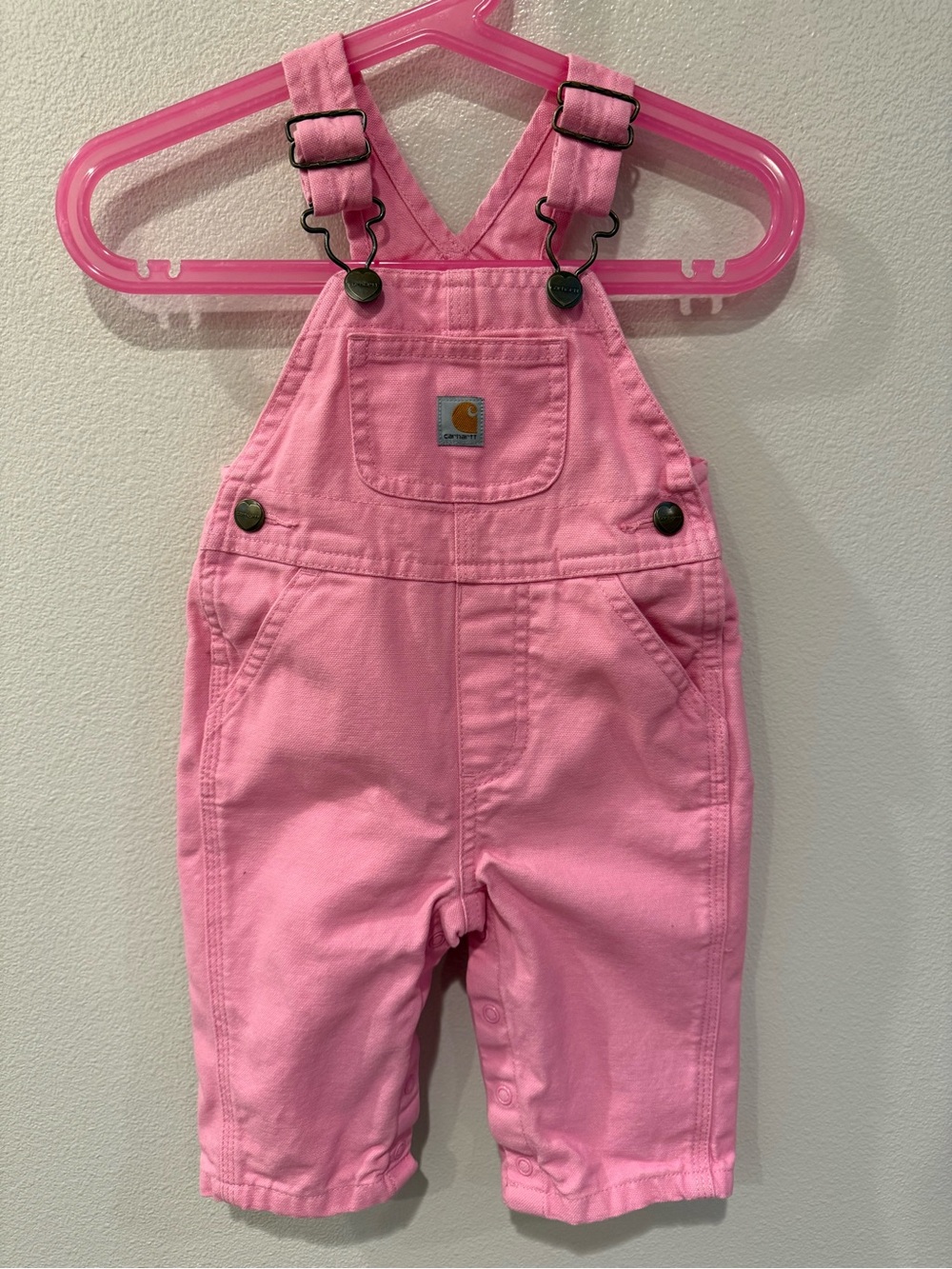 Carhartt Pink 6 Month Cotton Overalls with Front Pocket